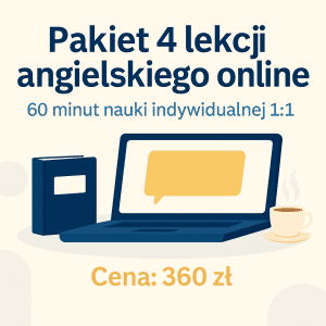 Pakiet 4 indywidualnych lekcji angielskiego online przez Zoom – 60 minut